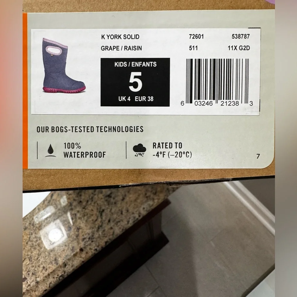 🥾🆕Bogs York Solid Waterproof Insulated Midcalf Rubber Boot Grape/Raisin, Size 5🥾